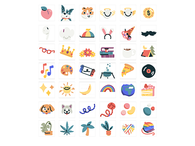Ravelry Flair Icons angel coffee crafts cute emojis flair glasses globe icon family iconography icons icons pack knitting pizza playful rainbow round soft sun