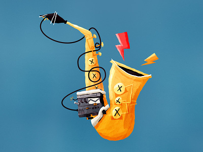 Hijack Saxx bolt computer illustration instrument jazz music sax saxophone