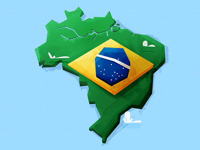 Brazil brasil brazil clouds country earth flag geography illustration map world