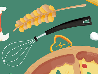 Pizza Details baking chef food forsale illustration kitchen knife mushroom pizza sale spices tomato