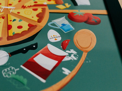 Pizza Illustrated Ingredients Printed