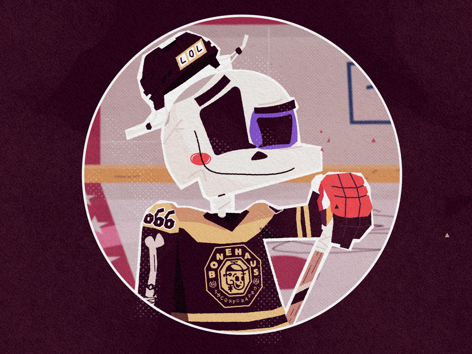 Hockey Town Skully boston character character design crypto degen helmet hockey illustration illustrator jersey nft nhl photoshop skeleton skull texture vector