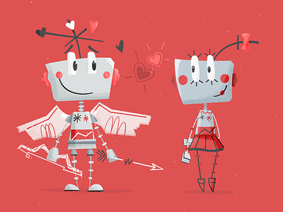 Digit's crushing digit heart holiday illustration love robot valentines valentines day vday