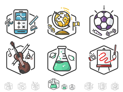 DonorsChoose.org Badges art badge beaker biology chemistry flask icon illustration music science simple sports
