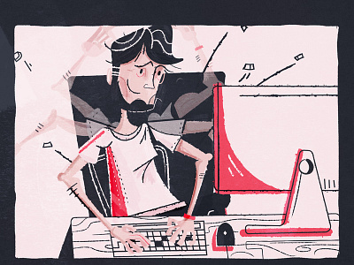 Keyboard smashing character desk illustration imac keyboard