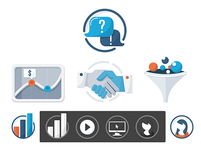 Blueconic Small Icons chat colorful funnel handshake icon illustration messaging roi simple statistics