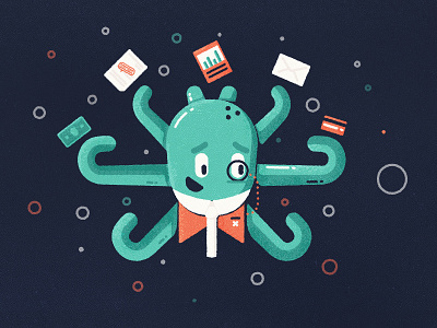 Business Octopus business character illustration money octopus squid startup tentacle water