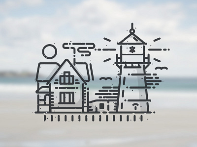 Nubble full beach illustration lighthouse line minimal monoweight nubble simple stroke