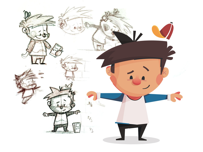 Character design wip 34 tee baseball hat boy child character illustration sketch progress process wip