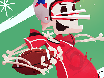skulboll athlete character football helmet illustration run skeleton skull sports