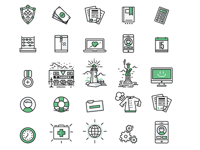 Icon family final clock folder green health icon iphone line minimal set shield simple stroke