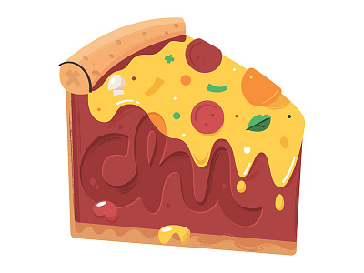 Chi Shot cartoon cheese chicago facebook illustration pepperoni pizza sticker