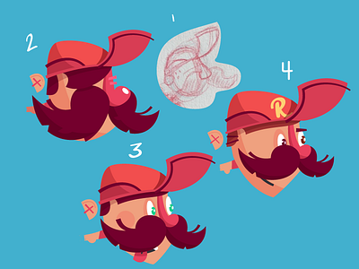 Biker Wip character development hat head illustration mustache nose process silly wip