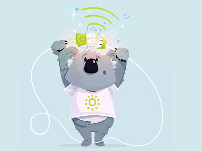 Let there be wifi! bear character illustration koala mascot plug power wifi