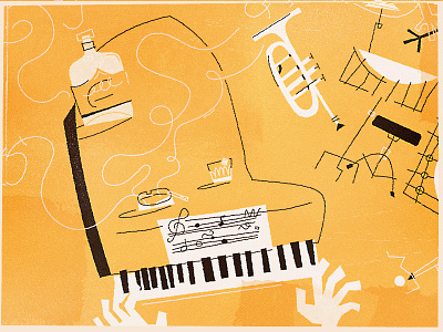 Piano illustration illustrator jazz massachusetts mcm mid century modern music retro