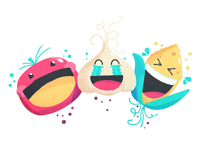 Food Emojis Laughing :d corn crying farm food illustration laughing lol onion tomato vegetables veggies