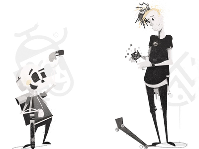 Pals character design duo friends skateboard skeleton skull team