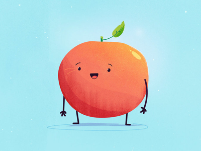 Heavy orange anthropomorphic buddy character character design cute food friend fruit orange peach snack