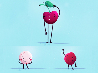 Cherry and chews buddy candy character character design cherry food friends fruit snack yum