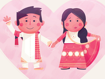 Wedding pals illustration indian love marriage mary blair small world wedding