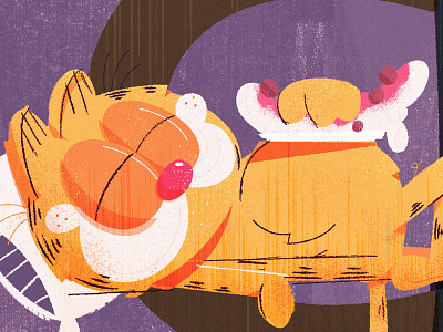 G is for garfield animal cartoon cat character garfield illustration mascot nap sleep spaghetti tired