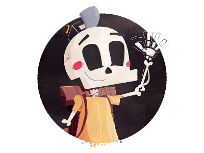 Skully 2018 adventure avatar backpack character design hat hiking pack skeleton skully waving