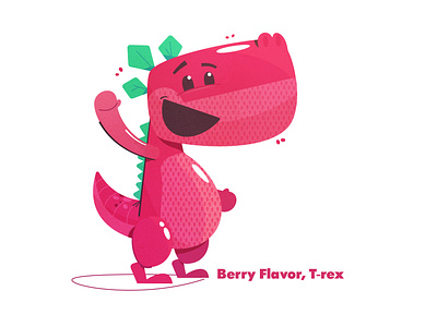 Berry Dino anthropology anthropomorphic character character design cute dinosaur food grocery gummy strawberry waving