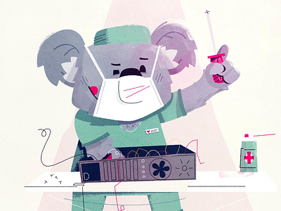 Surgery Koala 404 page bear bear character bear illustration character character design doctor error health koala surgeon surgery