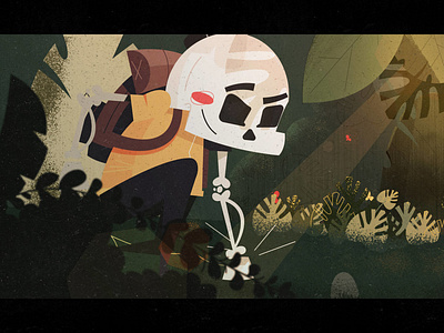 Smash landing action character foliage hero illustration keyframe leaf short film skeleton woods