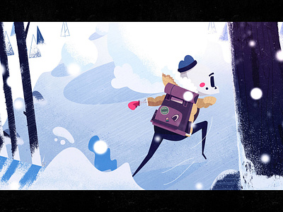Snowy Dodge action boulder character dodge hero illustration jugle keyframe short film skeleton snow storm woods