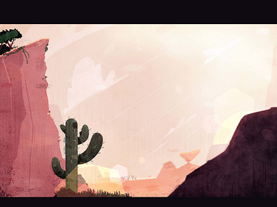 Cactus background painting action animation cactus character cliff face hero illustration keyframe lighting short short film skeleton sunny woods