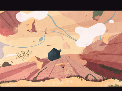 Looking Down action animation background character cliff desert face hero illustration keyframe short short film skeleton woods