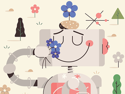 Flower sniffer animation boston breeze cartoon character clouds flower flowers flowers illustration illustration landscape nature outdoors robot smell sniff spring summer