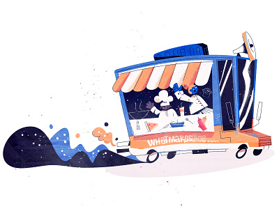 Food Truck boston car character chef cooking culinary food truck hip ice cream illustration ketchup mural pizza smoke truck