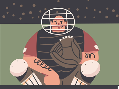Catcher MP4 animation baseball boston catcher character character design illustration loop massachusetts minimal mlb red sox simple sports wink