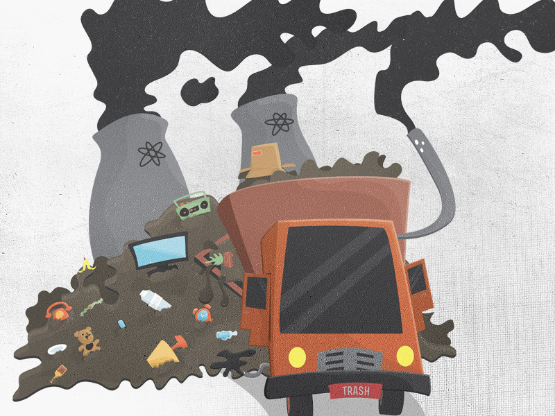 Dump Truck truck trash garbage dump toxic smoke pollution cartoon car compost recycle cute dump truck