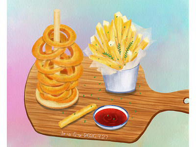 French fries and calamari rings