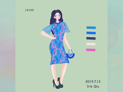 Fashion girl cheongsam design fashion girl illustration people