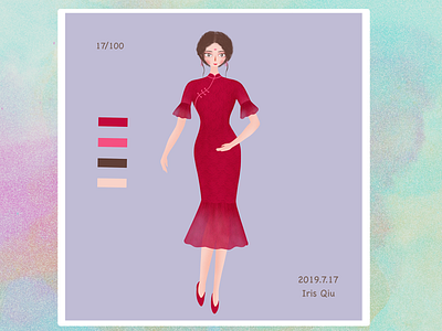 Fashion girl cheongsam design fashion girl illustration people