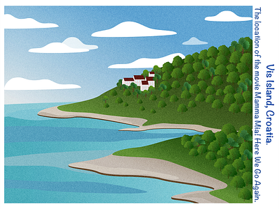 Postcard illustration island minimalist style illustration postcard