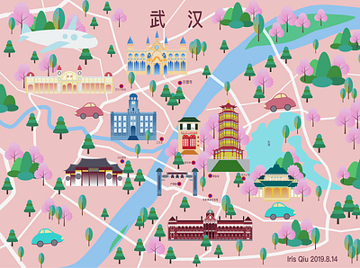 Wuhan map citymap design illustration map
