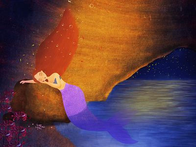 The mermaid . character childrens book design fairy tale illustration mermaid