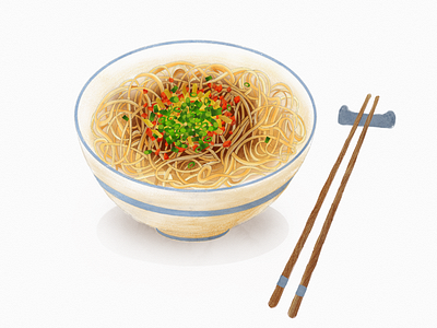 Wuhan hot-dry noodles with sesame paste food food illustration illustration noodles