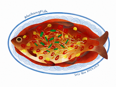 Braised Wuchang fish chinese food cooking delicious design fish food illustration wuchang fish