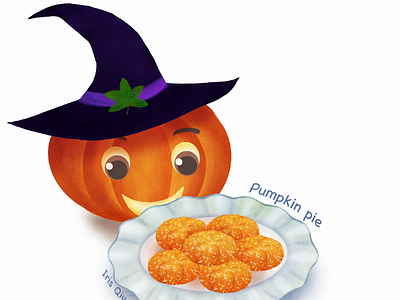 Pumpkin pie design food halloween halloween design illustration orange pie pumpkin pumpkin pie