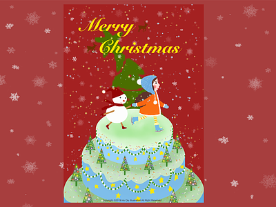 Merry Christmas christmas christmas card christmas tree dancer design girl illustration merry christmas merrychristmas skater snowman