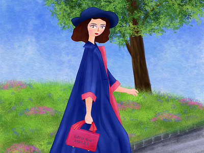 The Marvelous Mrs. Maisel blue bluecoat design girl grass green illustration red