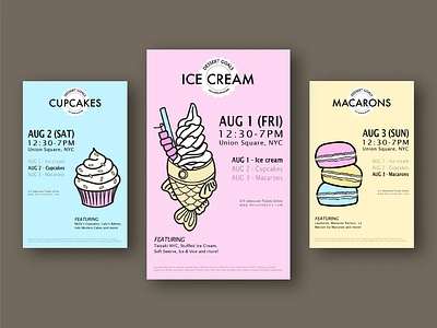 Dessert Goals Poster Series color cupcake dessert graphic design ice cream illustration macaron poster poster design typogaphy vector