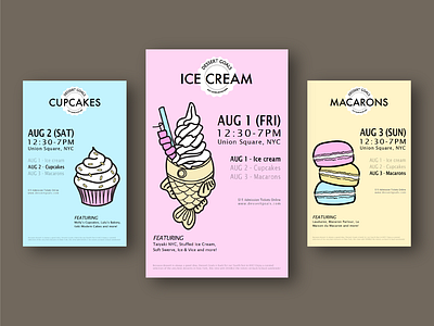 Dessert Goals Poster Series color cupcake dessert graphic design ice cream illustration macaron poster poster design typogaphy vector