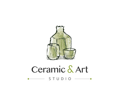 Ceramic and Art Studio Logo Concept art art studio branding ceramic ceramic studio green hybrid identity logo modern organic sans serif sketch sketchy studio traditional watercolor